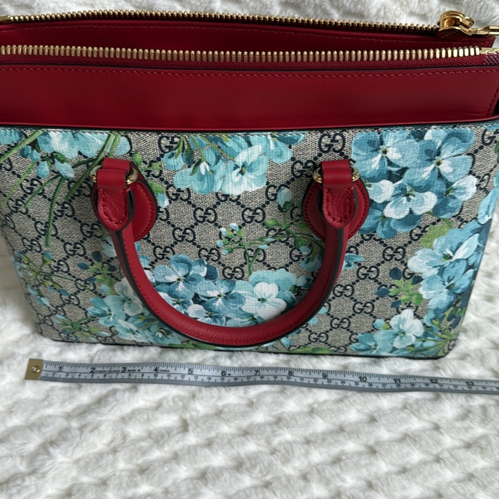 Gucci Blooms GG Floral Supreme Canvas Leather Handbag-546316-Authentic-NWT - Picture 12 of 16